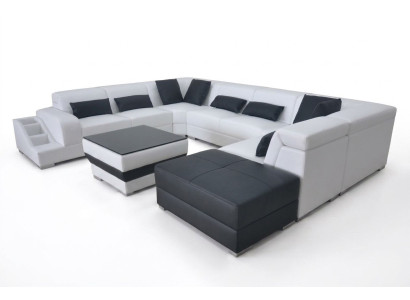 Leather Corner Sofa Set Design Modern U-Shape Couch G8008 Sofas