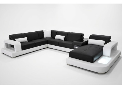 Leather corner sofa, sectional landscape design, modern couch sofa U-shape G8006