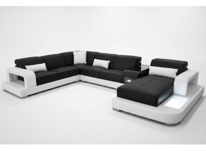 Leather corner sofa, sectional landscape design, modern couch sofa U-shape G8006
