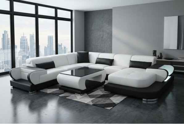 Couch corner sofa leather living landscape suite design modern sofa U-shape G8002+Table