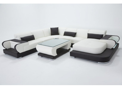 Couch corner sofa leather living landscape suite design modern sofa U-shape G8002+Table