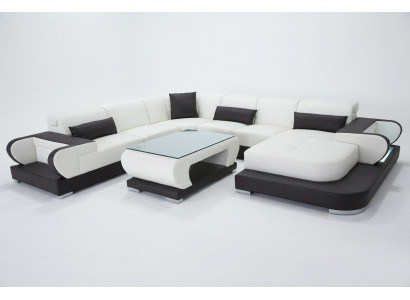 Couch corner sofa leather living landscape suite design modern sofa U-shape G8002+Table