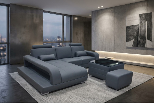 XXL Couch Corner Sofa Leather Living Landscape Set Design Modern Sofa L-Shape F3017C