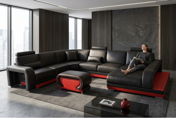 Living couch leather sofa landscape seat upholstery set corner sofas sets new