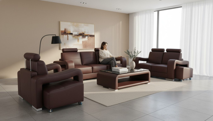 Living Leather Landscape Sofa Couch Set Corner Sofas Seating Sets New Upholstery