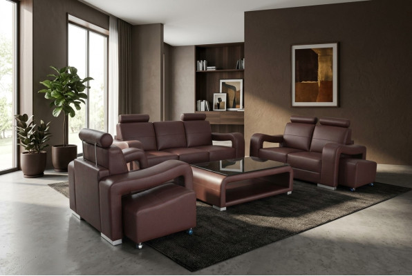 Living Leather Landscape Sofa Couch Set Corner Sofas Seating Sets New Upholstery