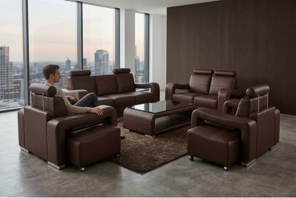 3+2+1 Suite Leather Sofa Couch Upholstery Couches Sofas Luxury New Living Landscape