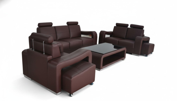 3+2+1 Suite Leather Sofa Couch Upholstery Couches Sofas Luxury New Living Landscape