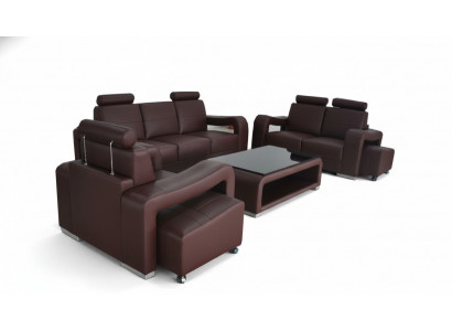 3+2+1 Suite Leather Sofa Couch Upholstery Couches Sofas Luxury New Living Landscape