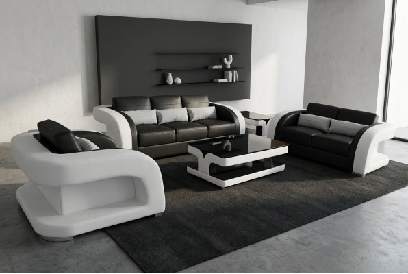 XXL Leather Couch Living Landscape Suite Design Modern Sofa Suites 3+2+1 New