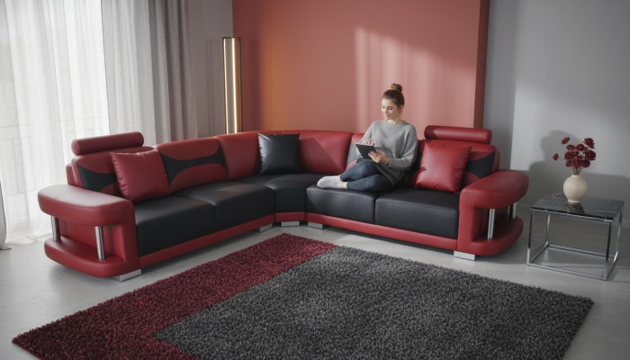 Leather Modern XXL Couch Living Landscape Leather Sofa Sofa Set Sofa L-Shape F3001B