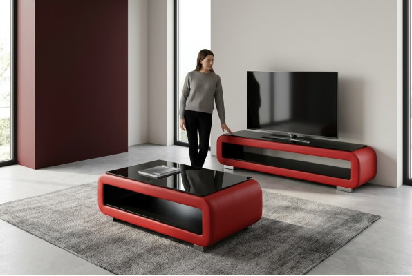 Designer coffee table upholstery leather glass modern table CT9010 + RTV