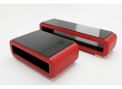 Designer coffee table upholstery leather glass modern table CT9010 + RTV