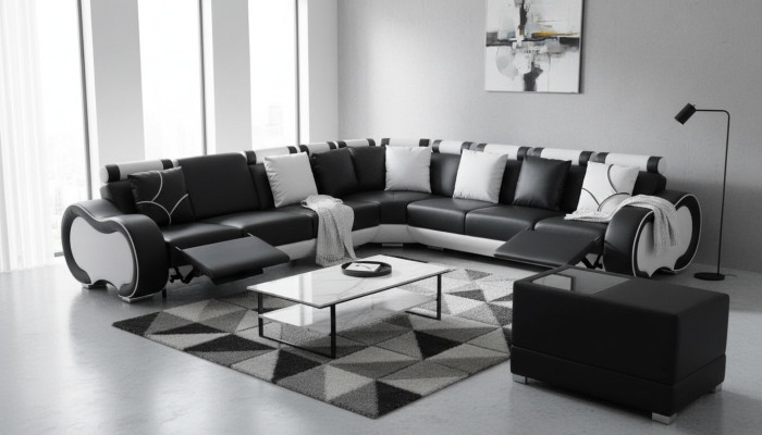 Modern XXL Leather Corner Couch Living Area Leather Sofa L-Shape C4030