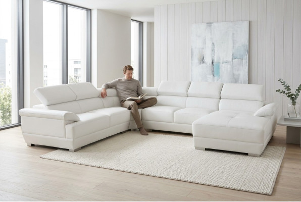 Living couch leather sofa landscape seating upholstery set corner sofas suites new