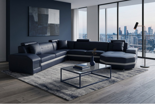 Modern corner leather XXL couch living landscape seating upholstery sofas U-shaped new