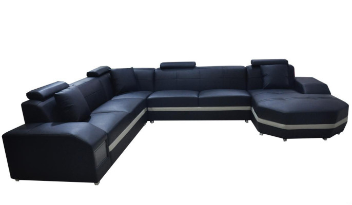 Modern corner leather XXL couch living landscape seating upholstery sofas U-shaped new