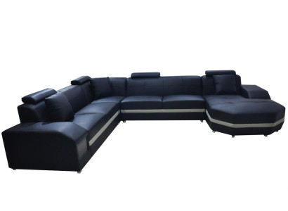 Modern corner leather XXL couch living landscape seating upholstery sofas U-shaped new