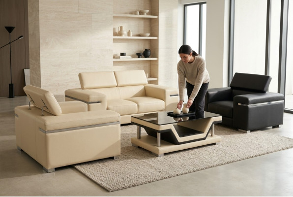 Living room couch leather sofa landscape seat upholstery set corner 2+1+1 new sofas set