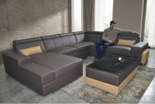 Living leather sectional sofa couch upholstery set corner sofas seating sets new