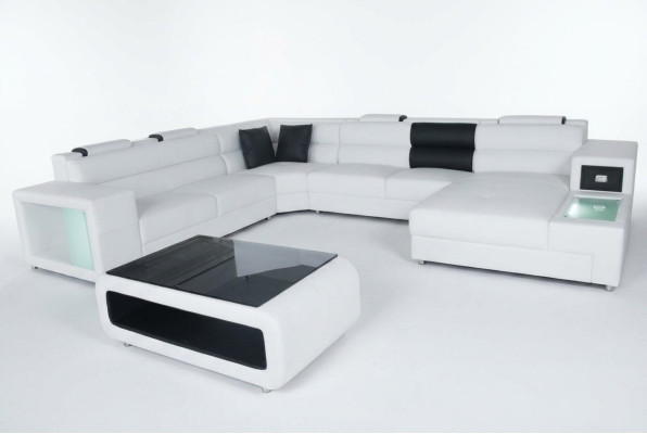 Design leather upholstered corner leather seating sofa cushion corner living landscape room new