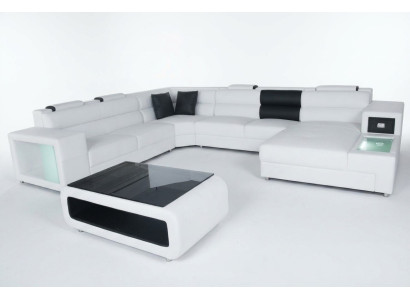 Design leather upholstered corner leather seating sofa cushion corner living landscape room new