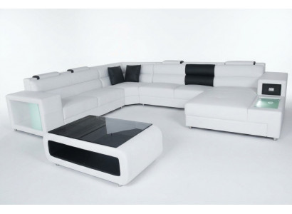 Design leather upholstered corner leather seating sofa cushion corner living landscape room new
