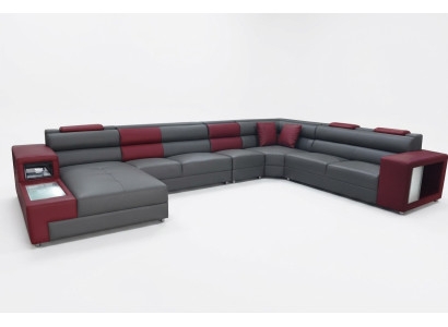 Designer leather upholstered corner seat leather sofa upholstery corner landscape room XXL