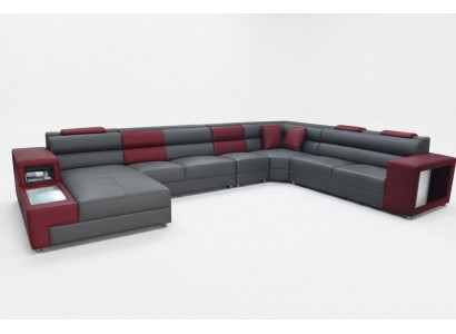 Designer leather upholstered corner seat leather sofa upholstery corner landscape room XXL