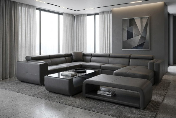 Design leather upholstery corner seat leather sofa cushion corner living landscape