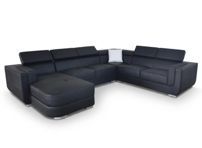 Designer leather upholstered corner sofa, upholstered corner landscape, room leather seat, big.