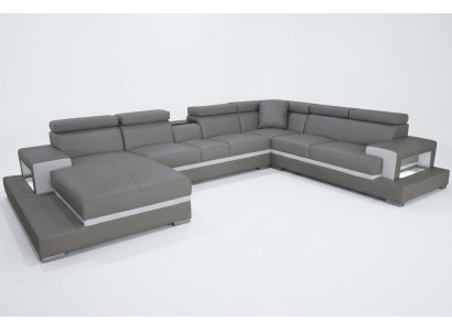 Design leather upholstery seat room living room sofa corner sofas couch designer suite XXL
