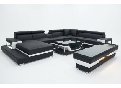 Design leather upholstery seat room corner living sofa couch designer suite