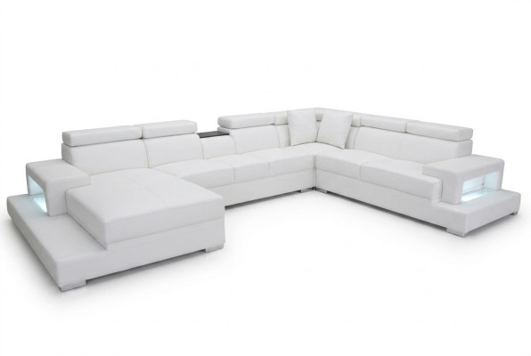 Design leather upholstered seat room corner living sofa couch XXL designer