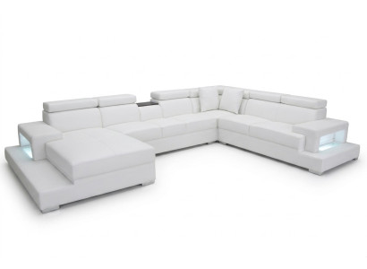 Design leather upholstered seat room corner living sofa couch XXL designer