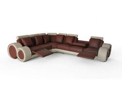 Design leather upholstery XXL seating room sofa couch designer corner ensemble