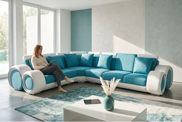 Design leather upholstery XXL seat room corner living sofa couch designer