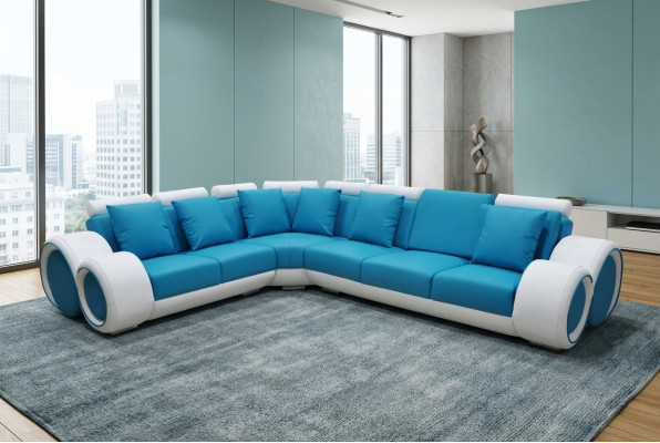 Design leather upholstery XXL seat room corner living sofa couch designer