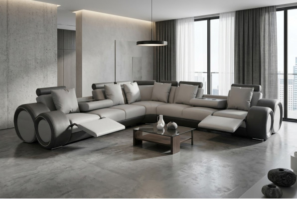 Corner Leather Modern XXL Couch Living Landscape Leather Sofa Sofa L-shape A1163 III