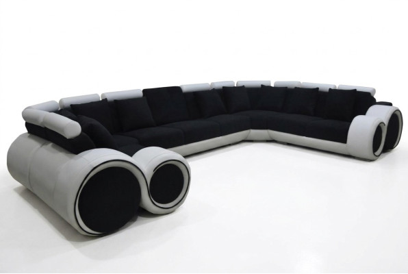 Corner Leather Modern XXL Couch Living Landscape Leather Sofa U-shape A1163 +