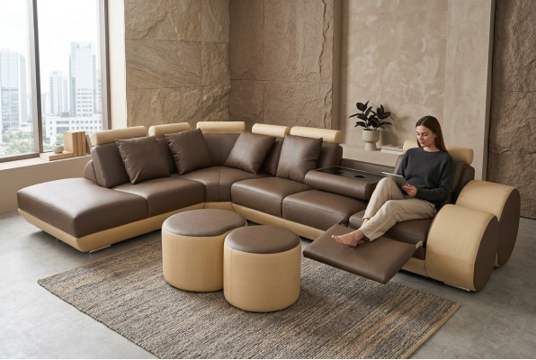 XXL Couch Large Corner Sofa Leather Corner Suite Corner Landscape Upholstery L Shape