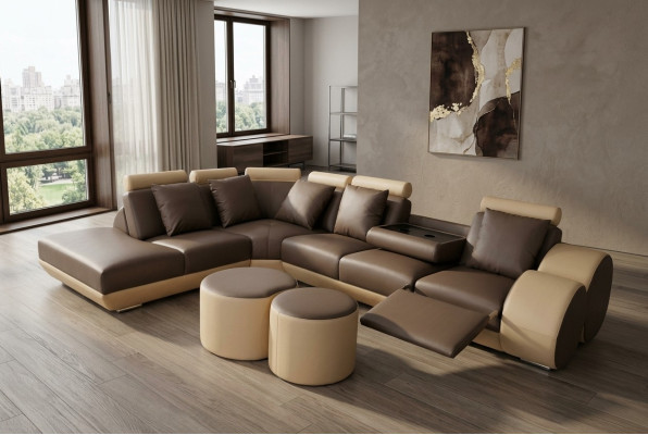 XXL Couch Large Corner Sofa Leather Corner Suite Corner Landscape Upholstery L Shape