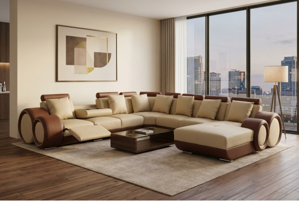Corner sofa leather sectional corner landscape upholstery decor design living