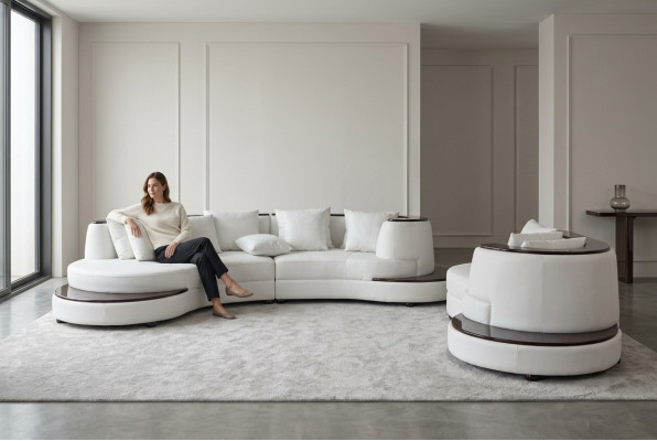 Luxury Living Corner Leather Suite Landscape Upholstery Corner XXL Big Sofa