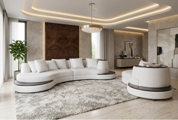 Luxury Living Corner Leather Suite Landscape Upholstery Corner XXL Big Sofa