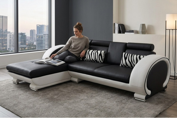 Corner sofa leather couch corner set living corner landscape L shape upholstery new design