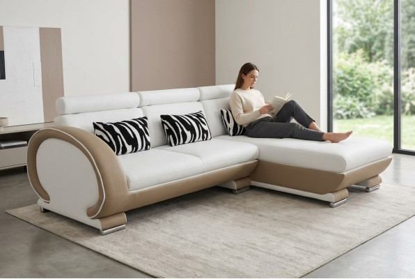 Corner sofa leather couch corner set living corner landscape L shape design upholstery new