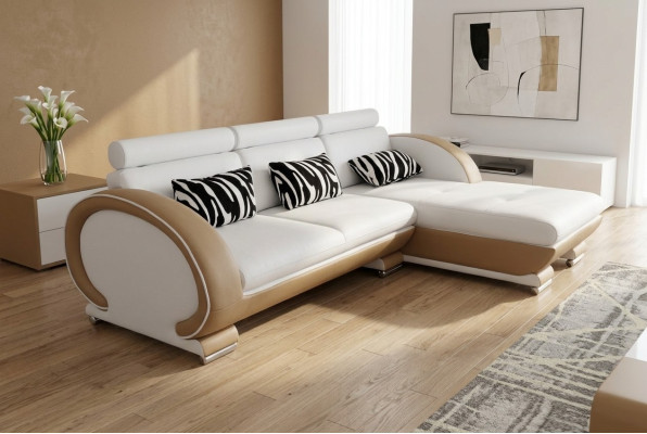 Corner sofa leather couch corner set living corner landscape L shape design upholstery new