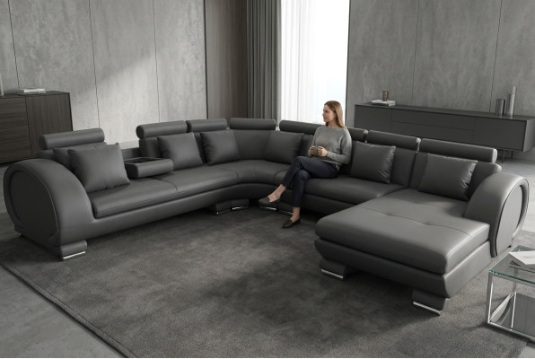 Corner leather sofa couch upholstery seat living landscape design XXL U shape