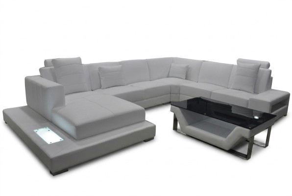 Corner leather sofa couch upholstery corner seating suite living landscape design XXL U shape